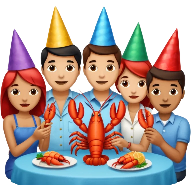 To many people eating lobster at a family party emoji