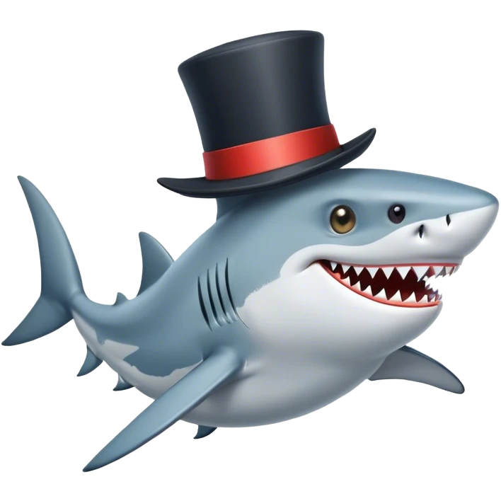 Shark with a top hat emoji