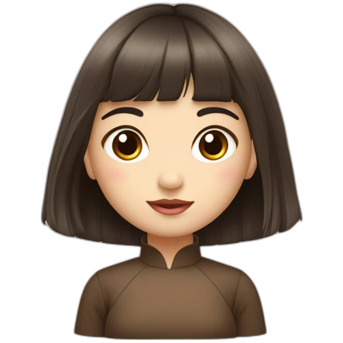 niña china con flequillo y ojos marrones emoji