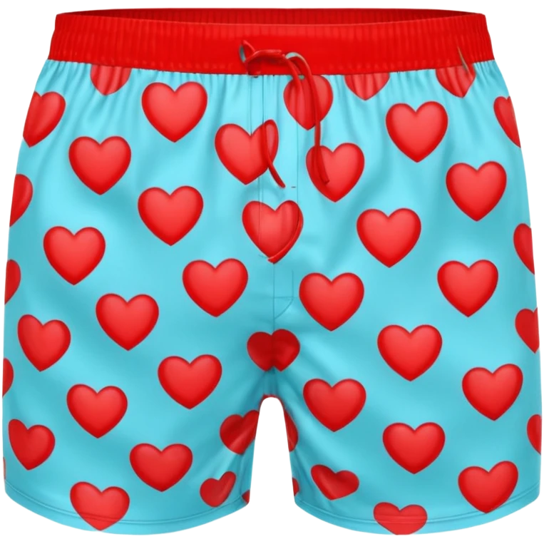 A 3D emoji of men’s boxer shorts in Apple style, decorated with bright red heart patterns. The shorts are simple with no drawstring, only an elastic waistband. Playful and fun design, glossy and smooth texture. Clean Apple-style rendering, isolated on white background.








 emoji