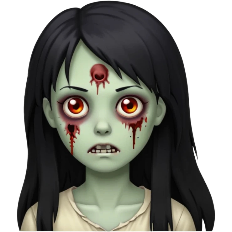 zombie girl with black long hair and side bangs emoji