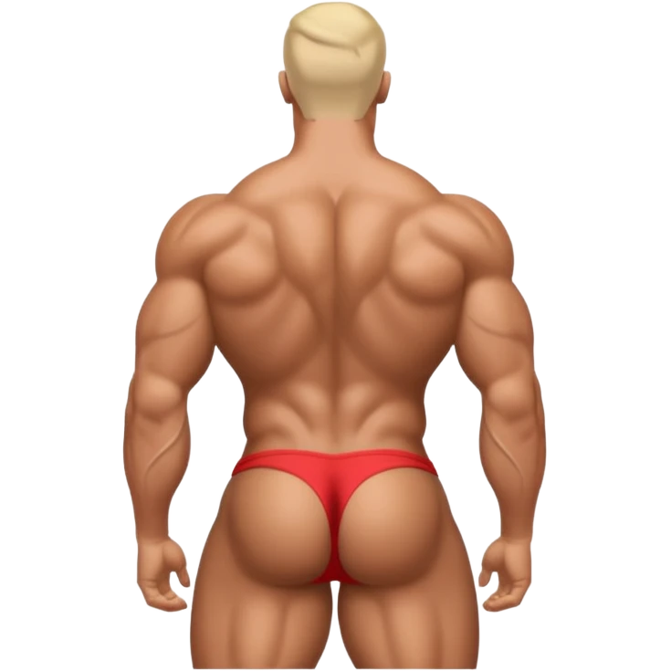 Bodybuilder glutes with tanga from behind emoji