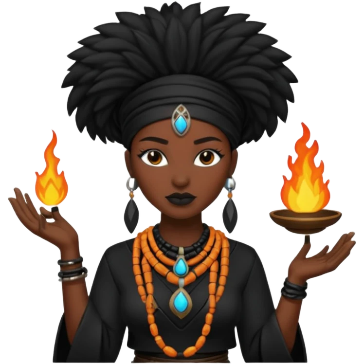 white shaman woman black clothes black accesories  emoji