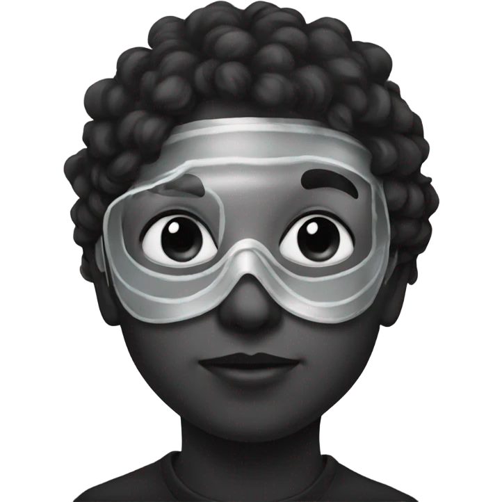 monochrome portrait of a boy with sky mask  emoji