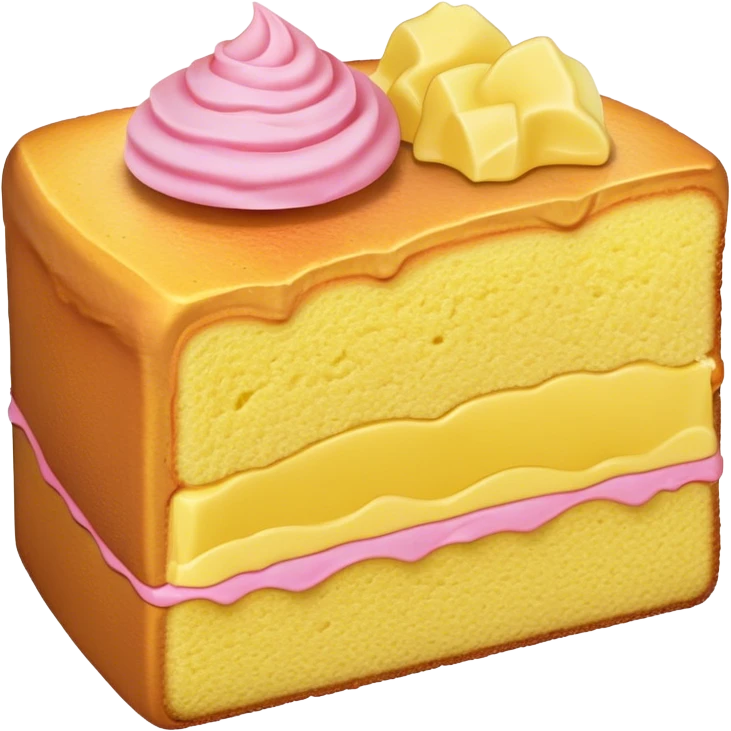 slice of sponge cake, with minimal pink emoji