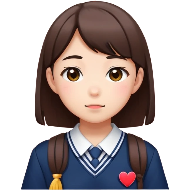 Japanese high school girl receiving love confession with blushing face behind school building emoji