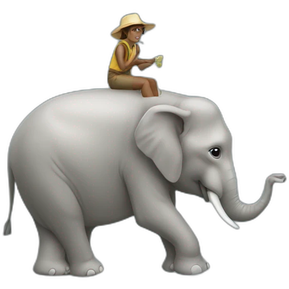 un chat sur un éléphant emoji