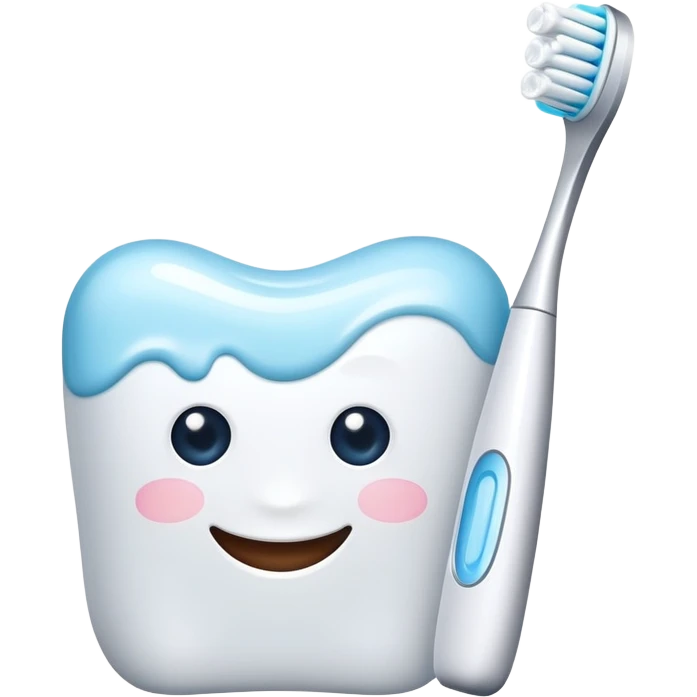 toothbrush with toothpaste and sparkling clean teeth, simple and cute emoji