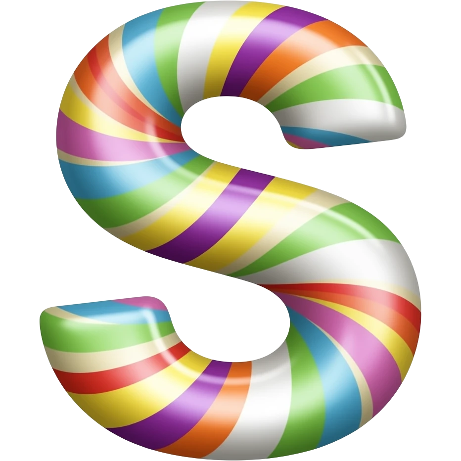 "letter S candy style, colorful, simple background" emoji