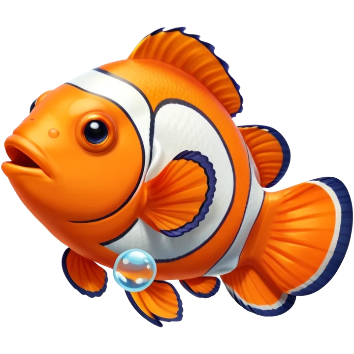 orange clownfish blowing bubbles emoji