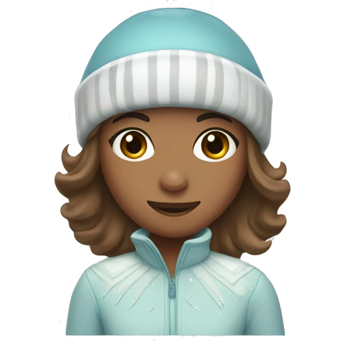 A girl with bangs and brown hair ice skating emoji