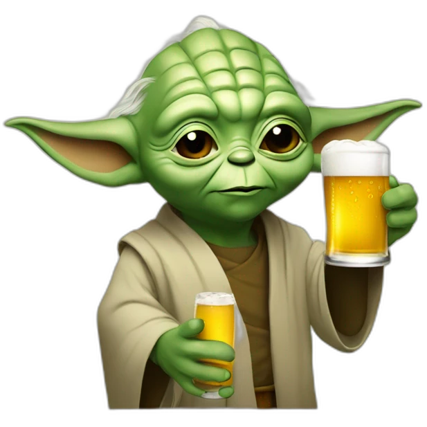 Master yoda drinking a beer emoji