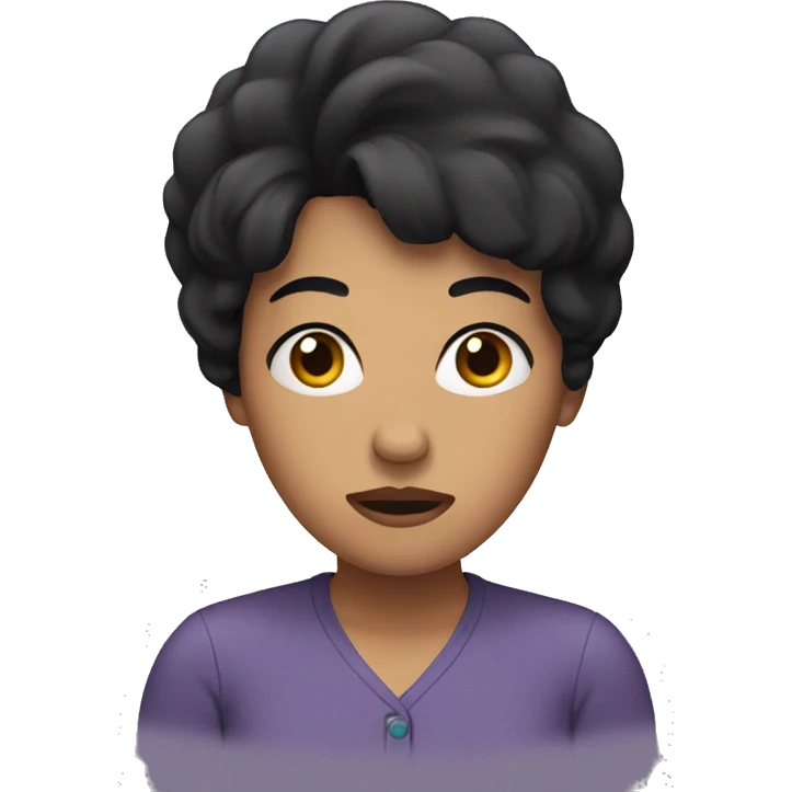 woman with black hair looking worried emoji