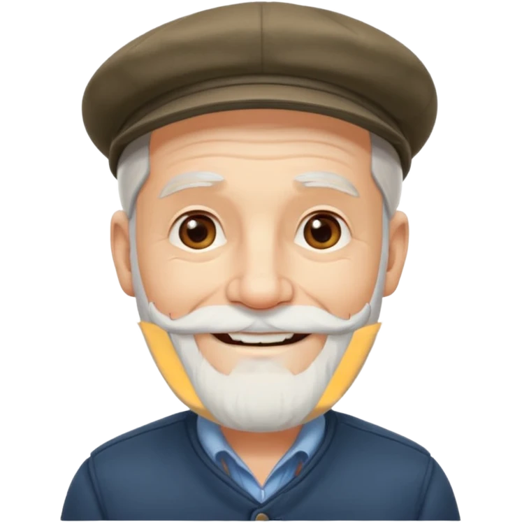 Old man white beard wearing a flat cap emoji