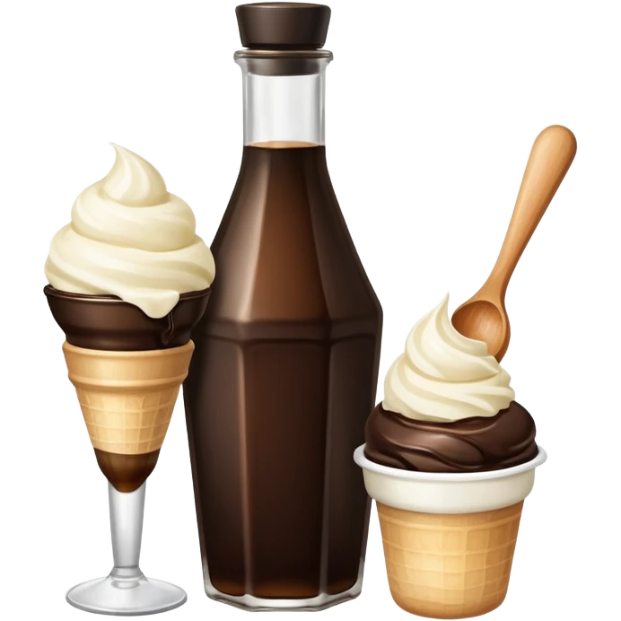 Soy sauce bottle next to ice cream. emoji