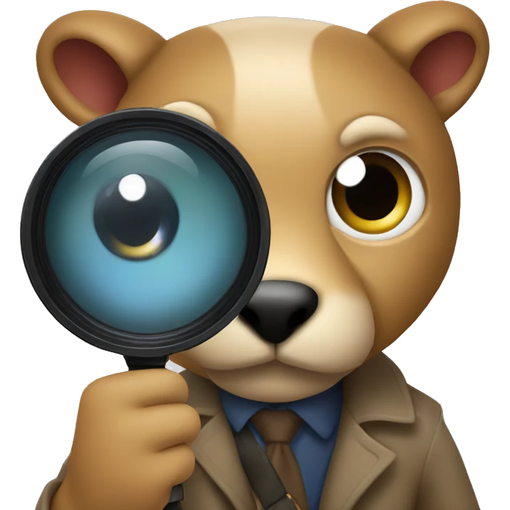 Make  cartoon animal holding detective lens emoji