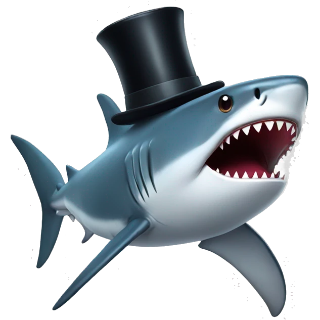 Shark with a top hat emoji