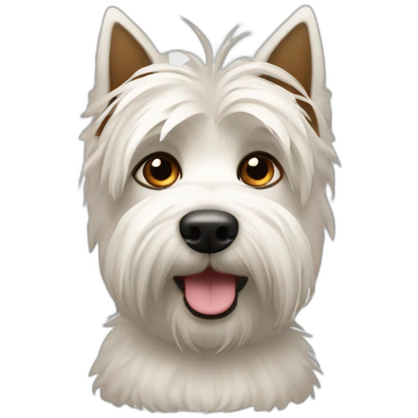 Hombre de pelo castaño de punta con westie emoji