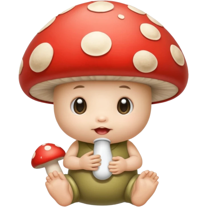 a human baby mushroom with a binky emoji