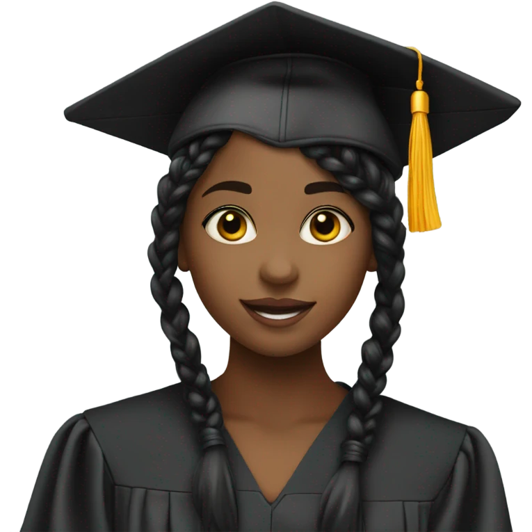 black girl with black braids with a graduation cap on emoji