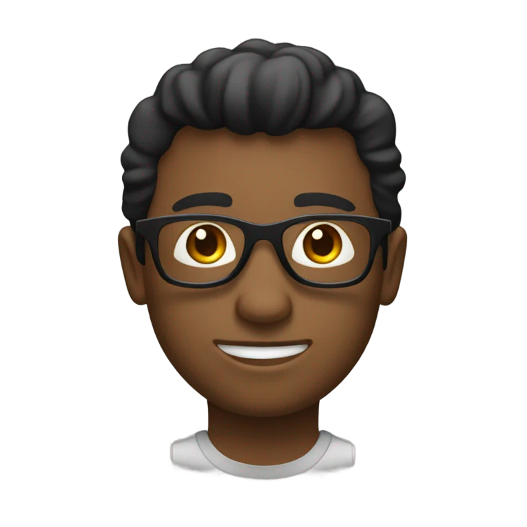 un chico negro con pelo corto y gafas emoji