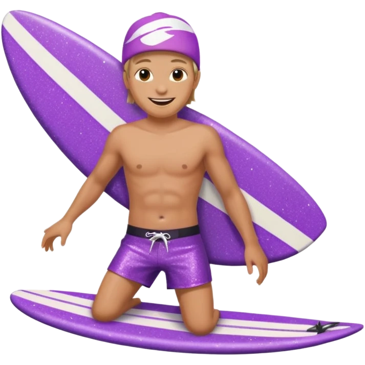 glitter purple cian happy surf emoji