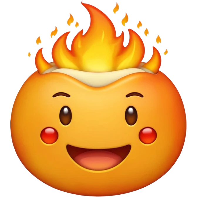 fire burning inside a cartoon stomach, emoji style emoji