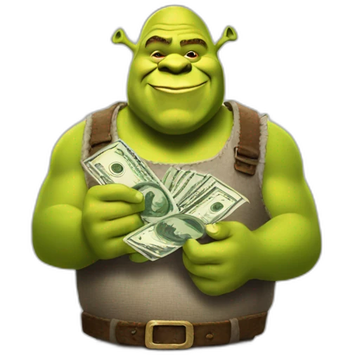shrek holding money emoji