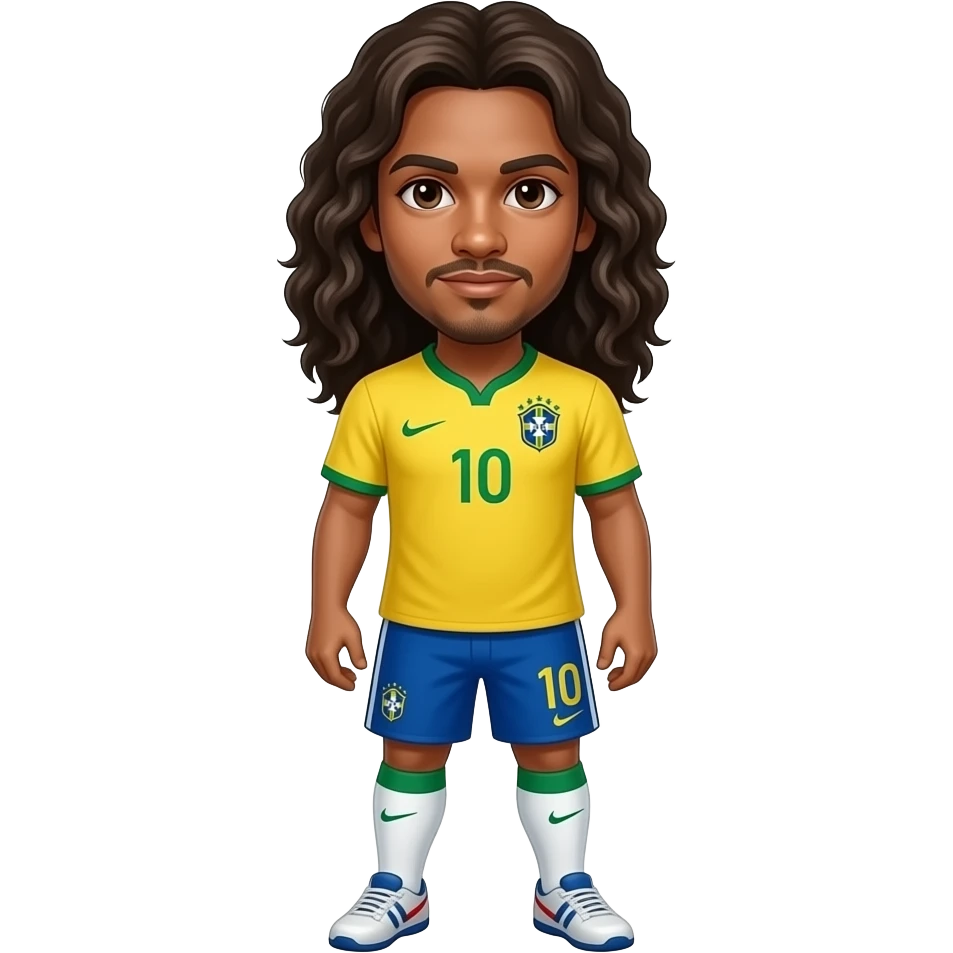 I want to create Ronaldinho Gaucho full body Brazil shirt and with the number 10 and long hair emoji