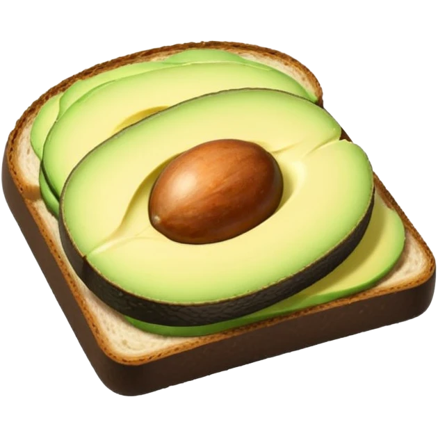 Minimalistic flat vector icon, iOS style, thin black contour on white background. Slice of bread with avocado slices on top. Clean, no text, no shadows.
 emoji