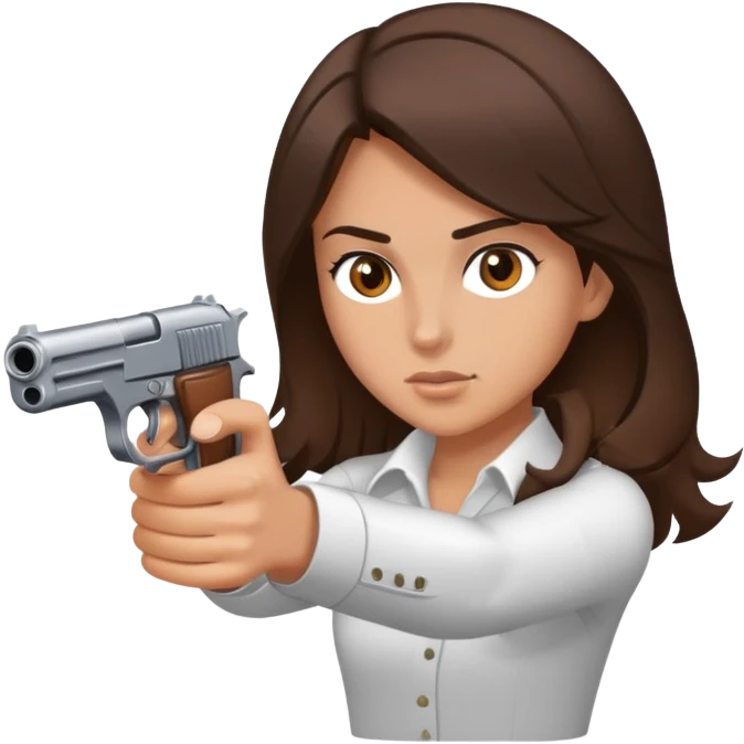 Brunette brown eyes pulling out a gun emoji