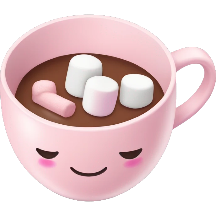 Light Pink mug of hot chocolate with marshmallows  emoji