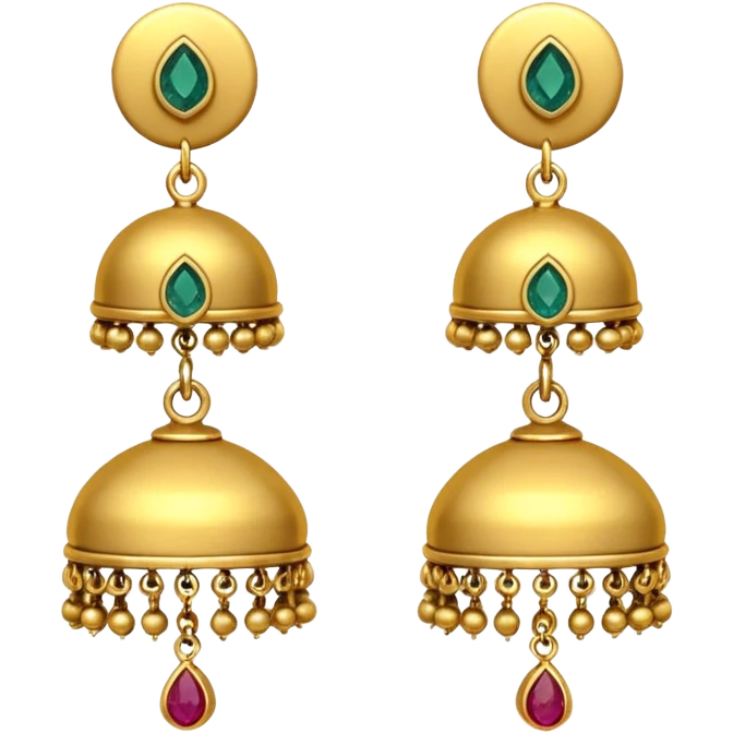 A small beautiful jhumka pair in golden color with very few stones emoji