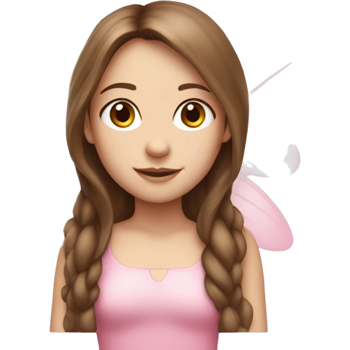  fairy with brown hair, pink wings, pale skin tone long hair, pink outfit emoji
