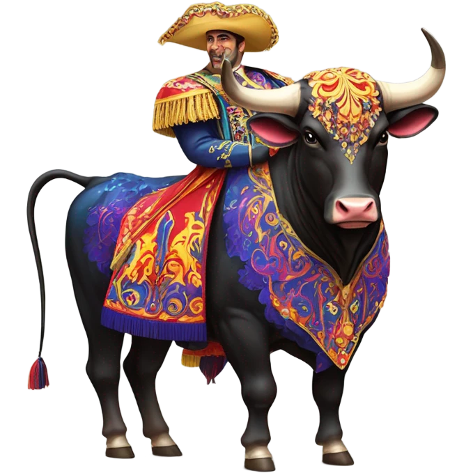 fancy Big bull and Spanish matador flaunting. emoji