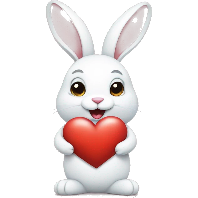 white rabbit hold heart emoji