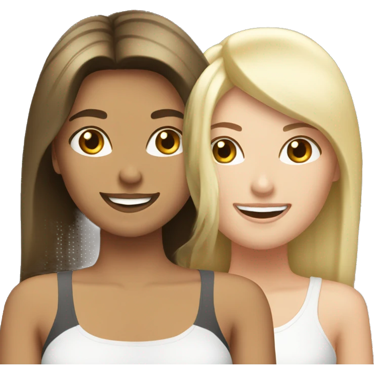 White blonde female and white brunette female best friends happy smiling  emoji