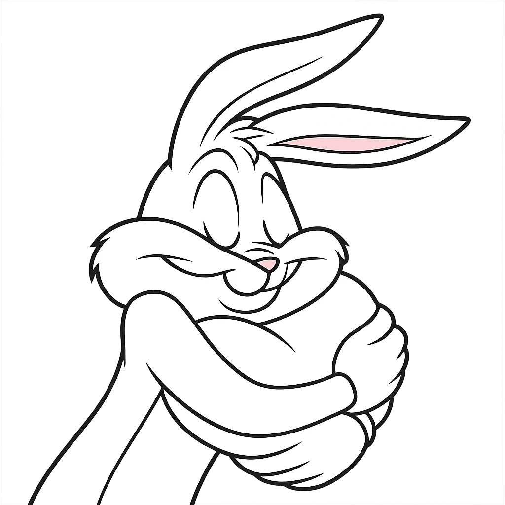 Make George white in Looney Tunes style, getting a hug. Keep the background transparent if possible. emoji