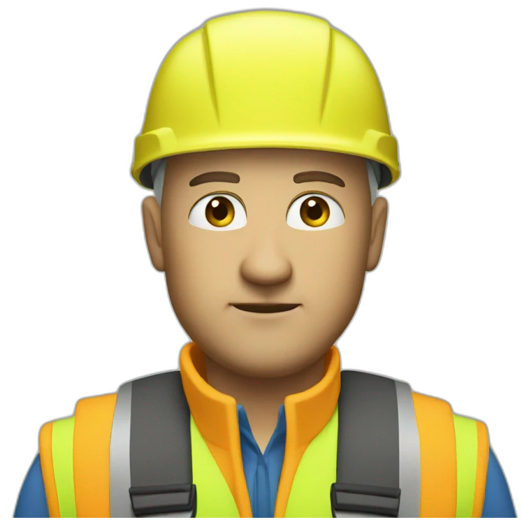 a white irritated bald man with a yellow safety vest and a yellow bicycle helmet emoji