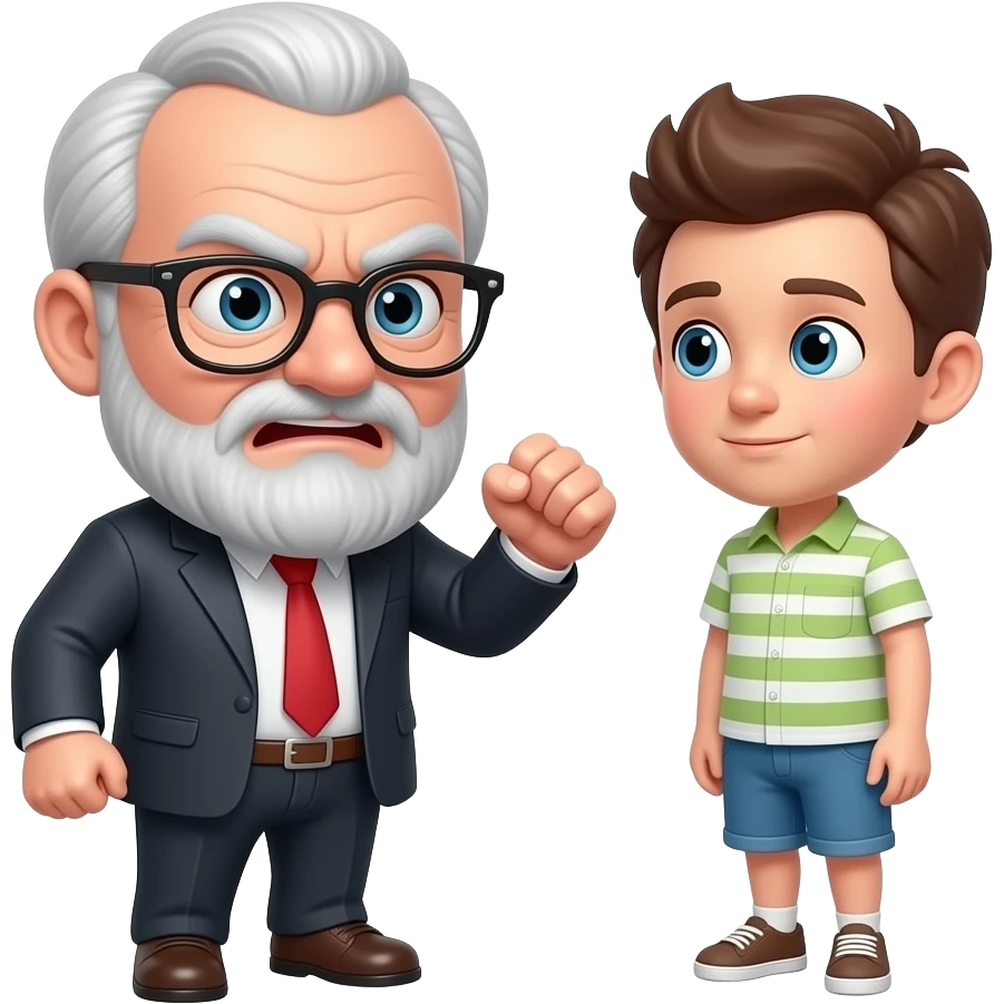 grumpy old man with glasses and huge eyebrows shaking his fist at the shy emoji