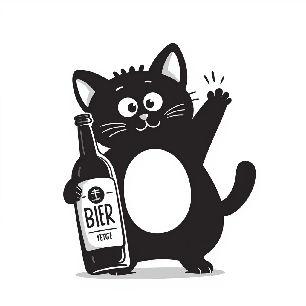 a cute cat holding a beer bottle emoji