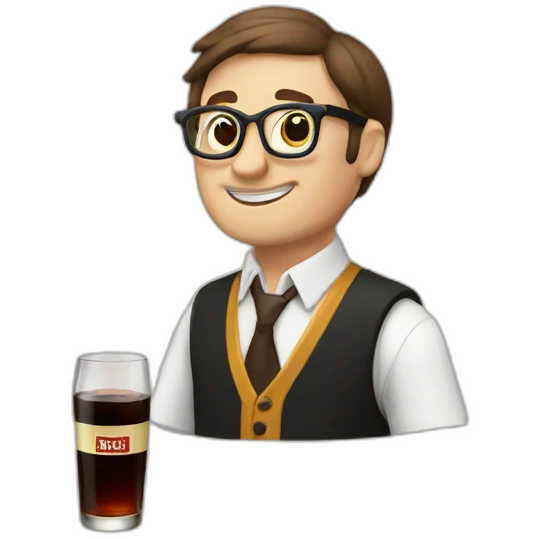nerd drinking a bottle of fernet emoji