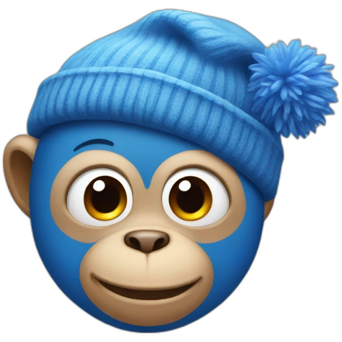  blue monkey with a red Beanie emoji