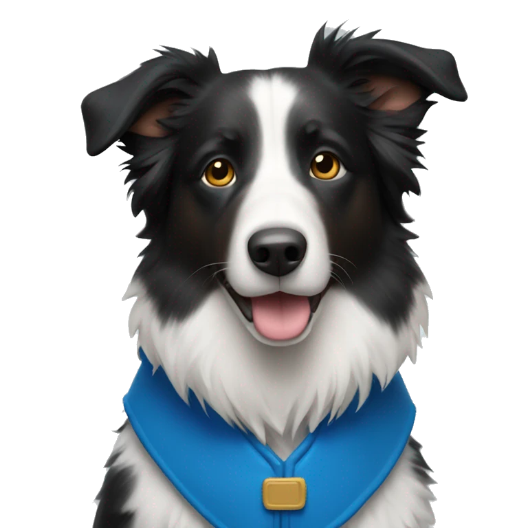 Border collie with blue vest on emoji