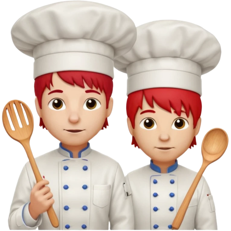 A rat with a fringe, long black hair and chefs and a man with red hair and a chefs hat emoji