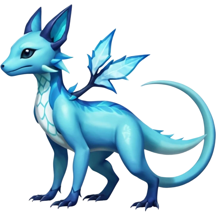 Anthropomorphic Shiny White Iridescent Colorful Dark Shiny Exotic Salandit-Aurorus-Glaceon-Fakémon-hybrid-creature (full body)  emoji