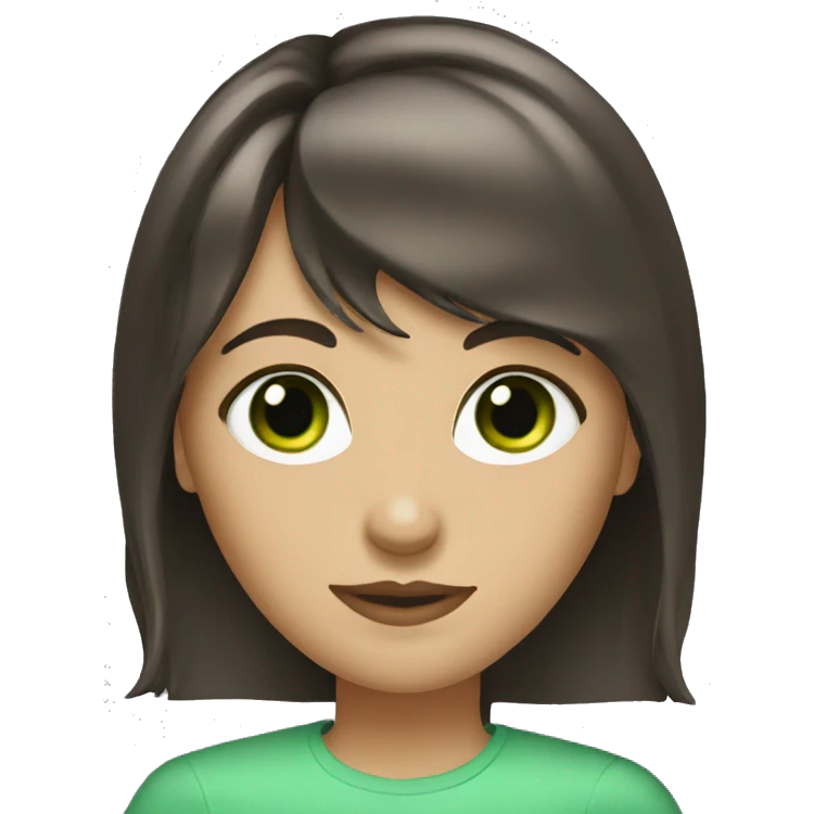 brunette with green eyes and bangs emoji
