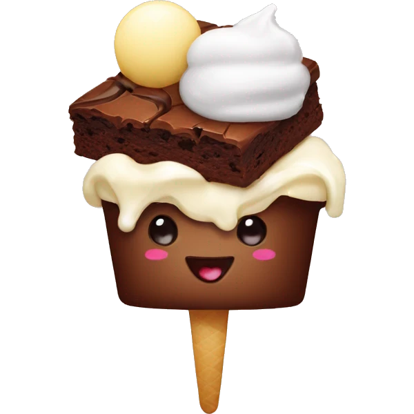 Brownie with vanilla icecream emoji