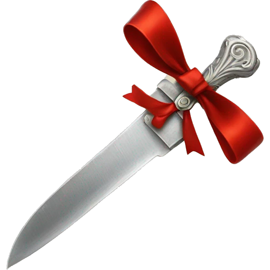 Silver antique knife with little red bow emoji