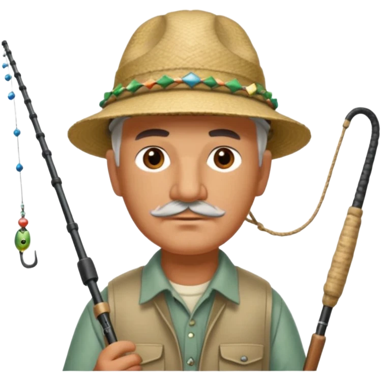 William Faulkner fishing. There is a pharaoh's headdress, a nemes, on his hook emoji